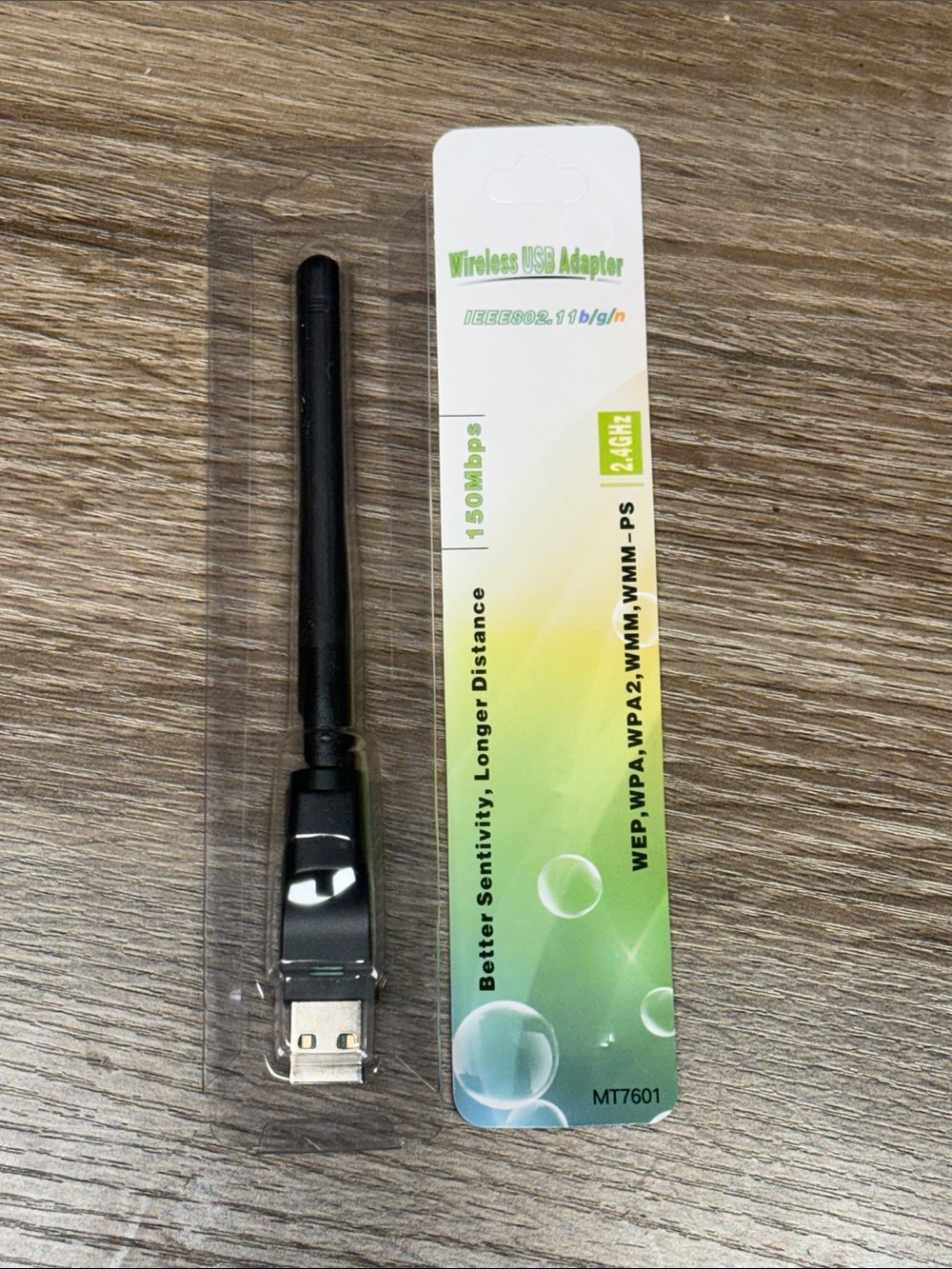 Black USB Wi‑Fi Adapter with External Antenna - Plug & Play Wireless USB Dongle
